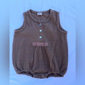 Lemonade Textured Cotton romper in Tan